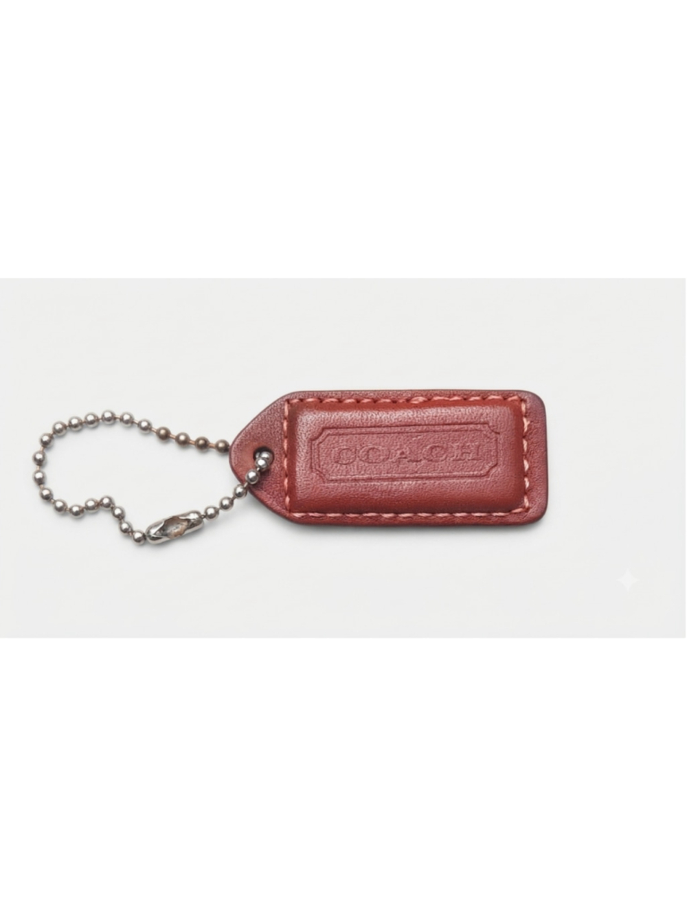 Coach Burgandy/Red Leather hangtag bag charm '2x'1 - Picture 3 of 3